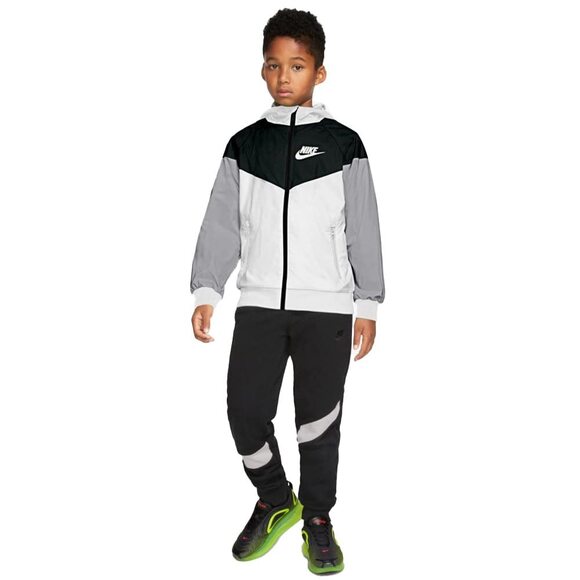 NWT Nike Boy's Windrunner Jacket White Black Grey Size XL 18-20 - Picture 2 of 3